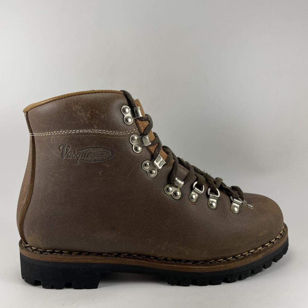 Vasque Montana 7505 Hiking Boots Mens Size 8.5 Wide Brown Leather Vibram Vintage